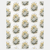 フェスティバルホワイトポインセチアクリスマスフリースブランケット フリースブランケット (正面)