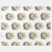 フェスティバルホワイトポインセチアクリスマスフリースブランケット フリースブランケット (正面(横))