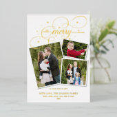 フェスティバルホワイト金ゴールド3フォトクリスマス 箔シーズンカード (立ち正面)