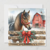 フェスティバルホースアンドレッドバ素朴ンクリスマス シーズンカード (正面)
