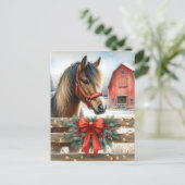 フェスティバルホースアンドレッドバ素朴ンクリスマス シーズンポストカード (スタンド正面)