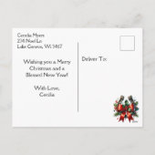 フェスティバルホースアンドレッドバ素朴ンクリスマス シーズンポストカード (裏面)