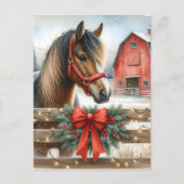 フェスティバルホースアンドレッドバ素朴ンクリスマス シーズンポストカード (正面)