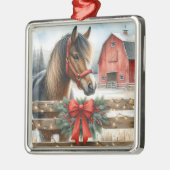 フェスティバルホースアンドレッドバ素朴ンクリスマス メタルオーナメント (左)