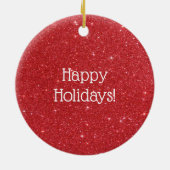 フェスティバルホーホーホー赤いグリッター背景 セラミックオーナメント (裏面)