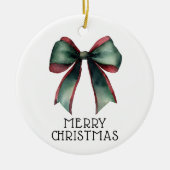 フェスティバルボウモダンカスタムフォトメリークリスマス セラミックオーナメント (正面)