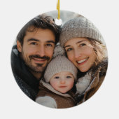 フェスティバルボウモダンカスタムフォトメリークリスマス セラミックオーナメント (裏面)