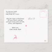 フェスティバルボウ&ツリーズドードルピンクホリデーハガキ シーズンポストカード (裏面)