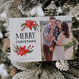 フェスティバルボタニカルポインセチアのクリスマスフォト シーズンカード