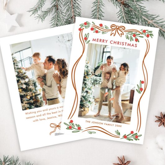 フェスティバルボホベージュクリスマスボウリボン2写真 シーズンカード