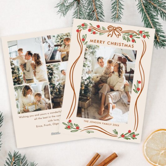 フェスティバルボホベージュクリスマスボウリボン5写真 シーズンカード