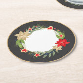 フェスティバルポインセチアとクッキーのクリスマス ラウンドペーパーコースター (アングル)