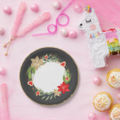 フェスティバルポインセチアとクッキークリスマスプレート ペーパープレート (パーティー)