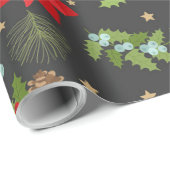 フェスティバルポインセチアとピネコン ラッピングペーパー (ロールコーナー)