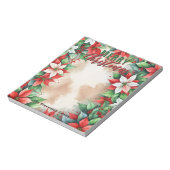 フェスティバルポインセチアとホリーベリーのクリスマス ノートパッド (回転)