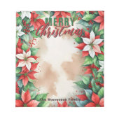 フェスティバルポインセチアとホリーベリーのクリスマス ノートパッド (正面)