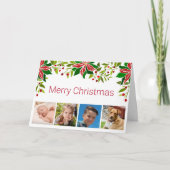 フェスティバルポインセチアとホリー4枚の写真 シーズンカード (正面)
