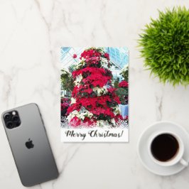 フェスティバルポインセチアのクリスマスツリー 箔シーズンカード