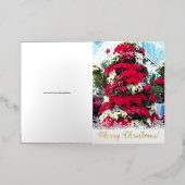 フェスティバルポインセチアのクリスマスツリー 箔シーズンカード (外側レイダウン)