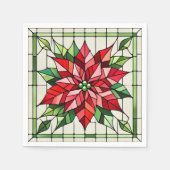フェスティバルポインセチアのステンドグラスの切り離し スタンダードカクテルナプキン (正面)