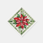 フェスティバルポインセチアのステンドグラスの切り離し スタンダードカクテルナプキン (角)