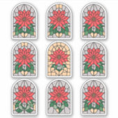 フェスティバルポインセチアステンドグラスのステッカーシート シール (正面)