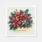 フェスティバルポインセチア出生バイブルVerse Decopage スタンダードカクテルナプキン (正面)