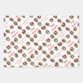 フェスティバルポインセチア水の色クリスマスホリデー ラッピングペーパーシート (正面)