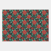 フェスティバルポインセチア至福:クリスマス紙デザイン ラッピングペーパーシート (正面3)