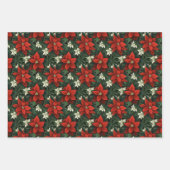 フェスティバルポインセチア至福:クリスマス紙デザイン ラッピングペーパーシート (正面)