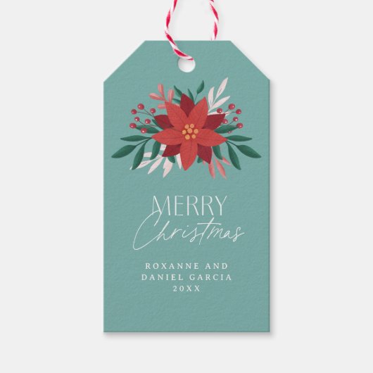 フェスティバルポインセチア花クリスマス ギフトタグ (正面)