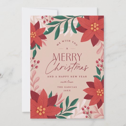 フェスティバルポインセチア花クリスマス シーズンカード (正面)