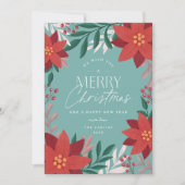 フェスティバルポインセチア花クリスマス シーズンカード (正面)