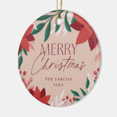 フェスティバルポインセチア花クリスマス セラミックオーナメント (左)