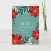フェスティバルポインセチア花クリスマス 箔シーズンカード (正面)