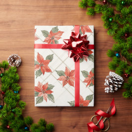 フェスティバルポインセチア&プレイドクリスマス ラッピングペーパー