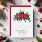 フェスティバルポインセティアクリスマスオープンハウス金ゴールド 箔招待状