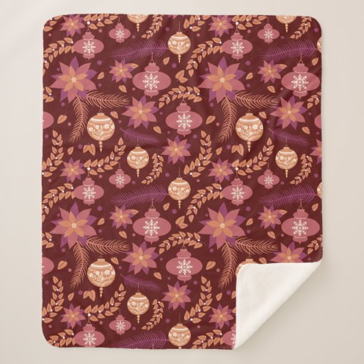 フェスティバルポインセティアクリスマスシェルパブランケット シェルパブランケット (正面)