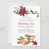 フェスティバルポインセティアクリスマスホリデーティーパーティー 招待状 (正面)