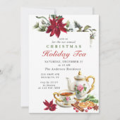 フェスティバルポインセティアクリスマスホリデーティーパーティー 招待状 (正面)