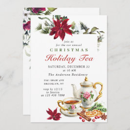 フェスティバルポインセティアクリスマスホリデーティーパーティー 招待状