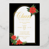 フェスティバルポインセティアスパインとホリークリスマスパーティー 箔招待状 (正面)