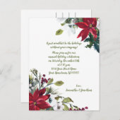 フェスティバルポインセティアスホリーベリークリスマスパーティー インビテーションポストカード (正面/裏面)