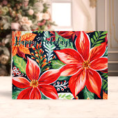 フェスティバルポインセティアスボタニカルクリスマス シーズンカード