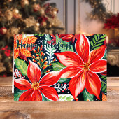 フェスティバルポインセティアスボタニカルクリスマス シーズンカード