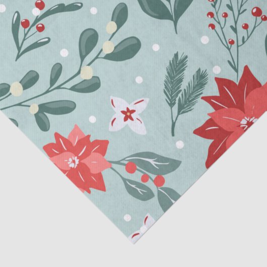 フェスティバルポインセティアス&ホリーベリークリスマス 薄葉紙 (詳細)