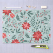 フェスティバルポインセティアス&ホリーベリークリスマス 薄葉紙 (クラフト)