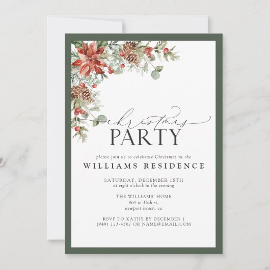 フェスティバルポインセティアパインウォーターカラークリスマスパーティー 案内状 (正面)