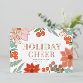 フェスティバルポインセティアベリークリームクリスマス 箔シーズンカード (立ち正面)