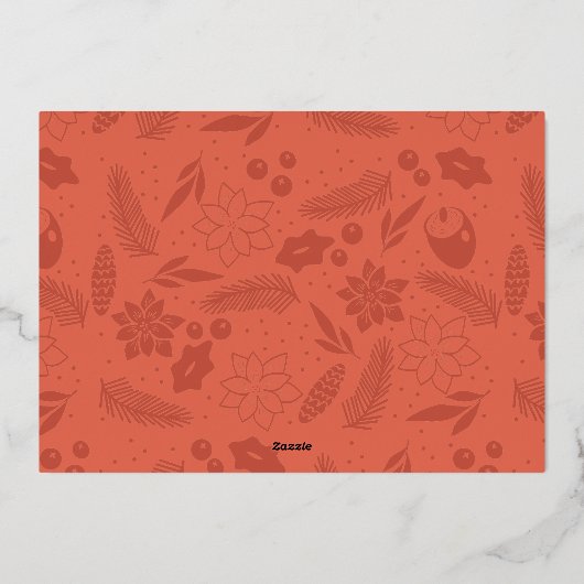 フェスティバルポインセティアベリークリームクリスマス 箔シーズンカード (裏面)